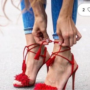 Adorable Steve Madden Women's Red Sassey Two-piece Fringe heels
Steve Madden